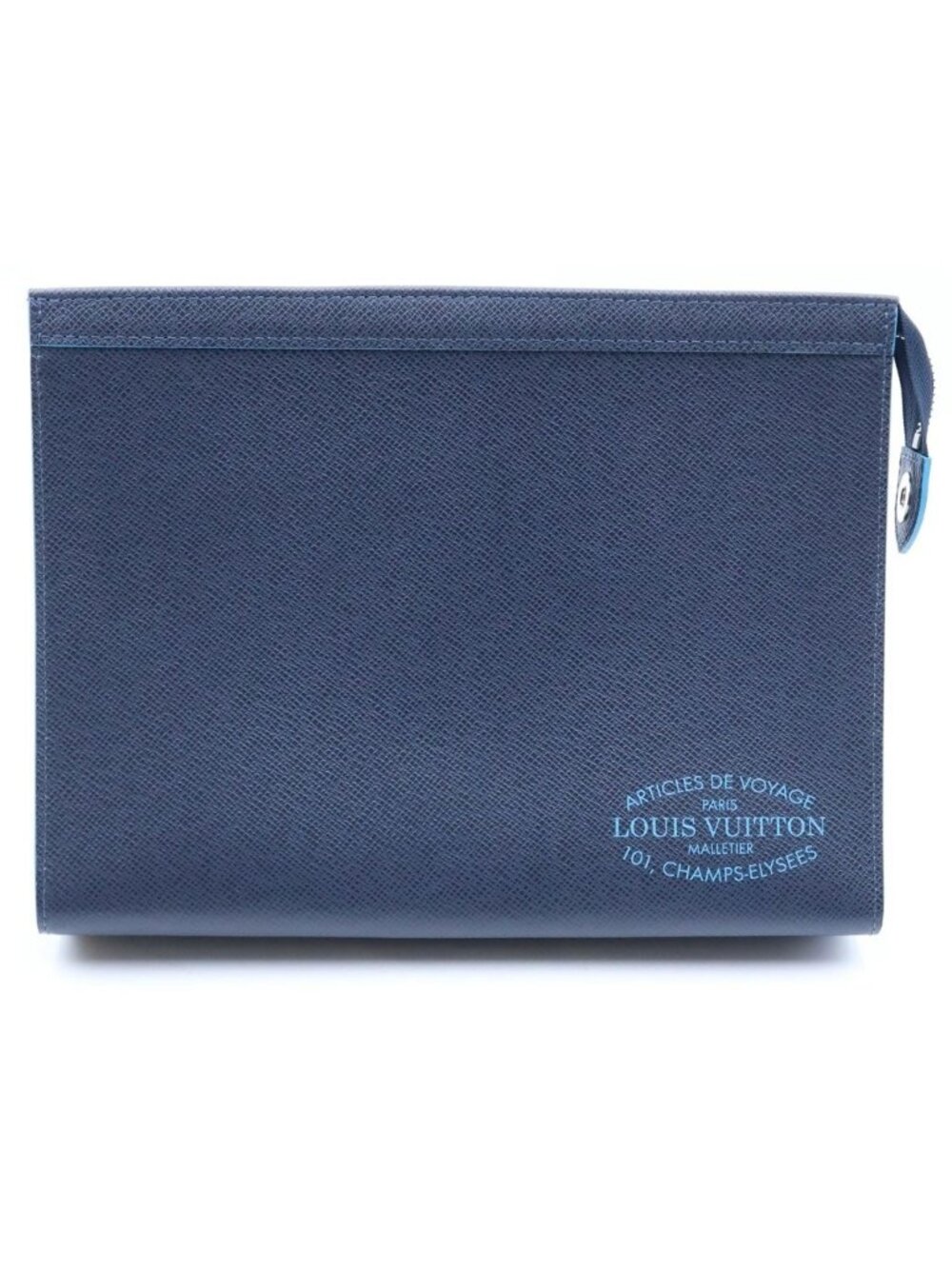 Louis Vuitton Taiga Pochette Voyage MM Second Handbag Clutch Navy
